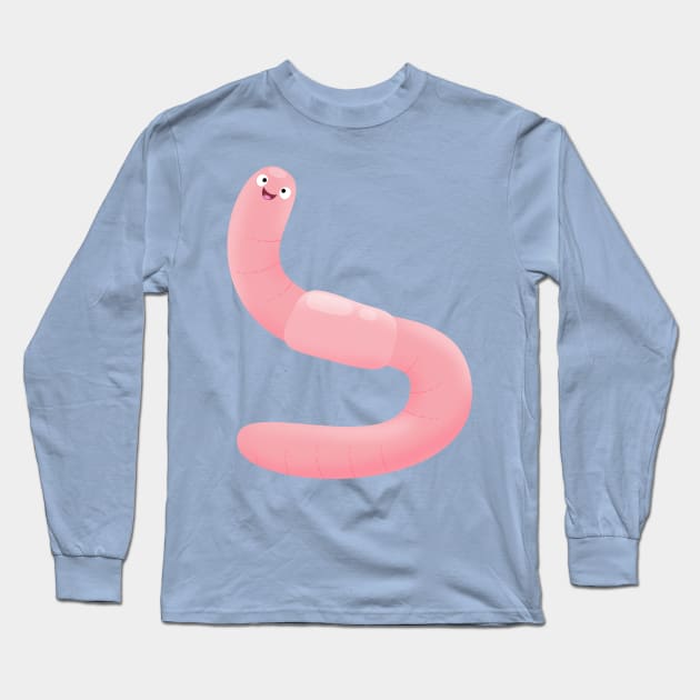 Cute worm farm vermiculture cartoon Long Sleeve T-Shirt by FrogFactory